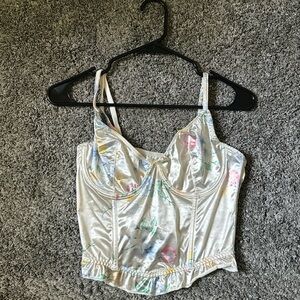 Silk floral corset top